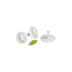 3 Découpoirs Grande Feuille de Houx à Poussoir