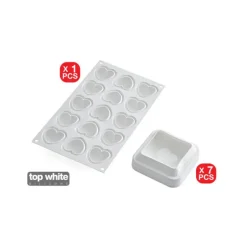 7 Moules Silicone Coussin et 1 Plaque 15 Cœurs Bombés SilikoMart Professional