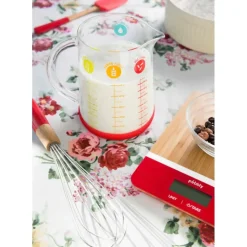 Balance de Cuisine Electronique Bambou Rectangle Rouge 23 x 16 cm Pebbly