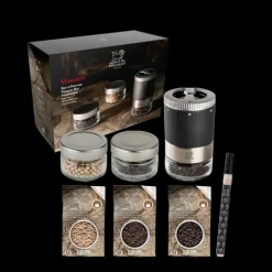 Bar à poivre Maestro avec Moulin, Réservoirs et 3 poivres Peugeot