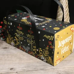 Boîte à Bûche 25 x 11 cm Végétal (x12) Patisdécor