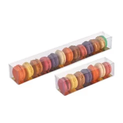 Boîte 6 Macarons Transparente Fond Or 18 cm