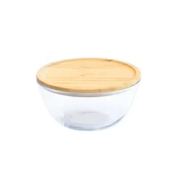 Boîte de Conservation en Verre et Bambou Rond 1,6 L Pebbly