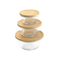 Boîte de Conservation en Verre et Bambou Rond 1,6 L Pebbly