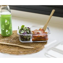 Boîte de Conservation en Verre avec Compartiments Rectangle 950 ml Pebbly