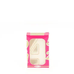 Bougie anniversaire chiffre 4 blanche avec filet doré