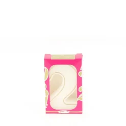 Bougie anniversaire chiffre 2 blanche avec filet doré