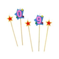 Bougie Chiffre 0 avec 2 bougies étoiles Gatodéco