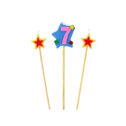 Bougie Chiffre 7 avec 2 bougies étoiles Gatodéco