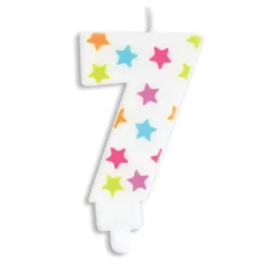 Bougie Chiffre 7 Blanche à Etoiles Multicolores Scrapcooking