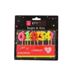 Bougies Chiffres sur Piques Assorties (x10) Gatodéco
