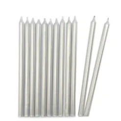 Bougies Longues Argentées 12 cm (x12) Scrapcooking