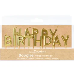Bougies "Happy Birthday" Dorées Scrapcooking