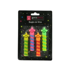Bougies Smileys Etoiles (x4) Gatodéco