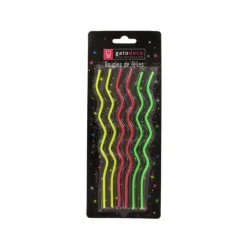 Bougies Zig-Zag Multicolores (x6) Gatodéco