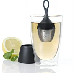 Boule à Thé avec Support Noir Ø 4 cm x H 12,5 cm AdHoc