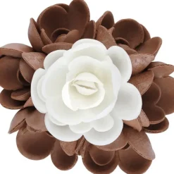 Bouquet Fleur Azyme 10 cm Blanc et Marron 5 cm (x6) Florensuc