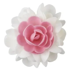 Bouquet Fleur Azyme 10 cm Rose et Blanc 5 cm (x6) Florensuc