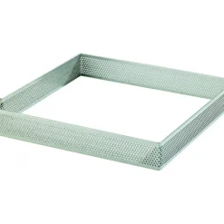 Cadre à Tarte Carré Inox Perforé 20 cm H.2 cm
