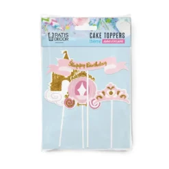 Cake Topper Happy Birthday Princesse (x4) Patisdécor