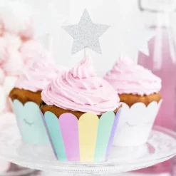 Cake Toppers Étoiles Argent (x6) PartyDeco