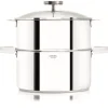Casserole et Cuit Vapeur Inox Ø 24 cm Anses Mutine Blanc Biome Cristel
