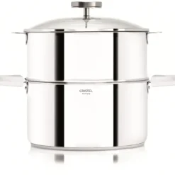 Casserole et Cuit Vapeur Inox Ø 24 cm Anses Mutine Blanc Biome Cristel