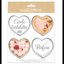 Cercles à Tarte Individuels Perforés Cœur 7,5 x 8 cm (x4) Scrapcooking