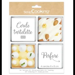 Cercles à Tarte Individuels Perforés Carrés 8 cm (x4) Scrapcooking