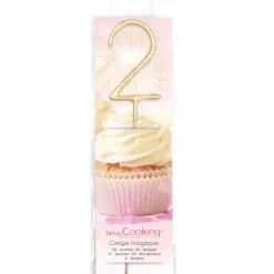 Cierge Magique Or 17,5 cm Chiffre 2 Scrapcooking