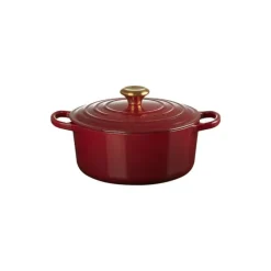 Cocotte en Fonte Ronde 24 cm Garnet Bouton Doré Le Creuset Signature