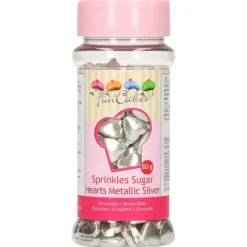 Coeurs en sucre Argenté 80g Funcakes