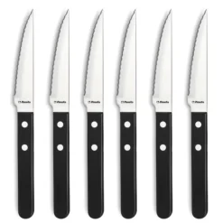 Coffret 6 Couteaux Steak Pizza Noir 21,5 cm Amefa