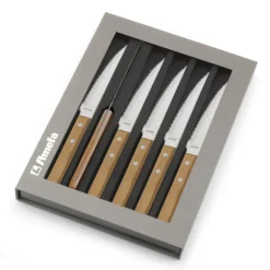 Coffret 6 Couteaux Steak Pizza Bois 21,5 cm Amefa