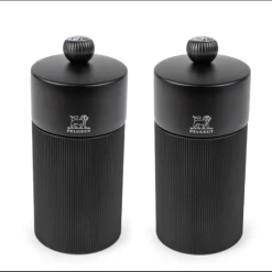 Coffret 2 Moulins Manuels Sel & Poivre Noir Mat 12 cm + Entonnoir Peugeot