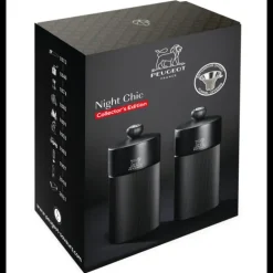 Coffret 2 Moulins Manuels Sel & Poivre Noir Mat 12 cm + Entonnoir Peugeot