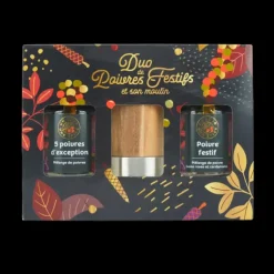 Coffret Poivres Festifs avec Tête de Moulin Un Jour Une Epice