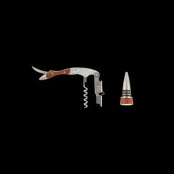 Coffret Sommelier Double Levier en Bois et Bouchon Le Creuset