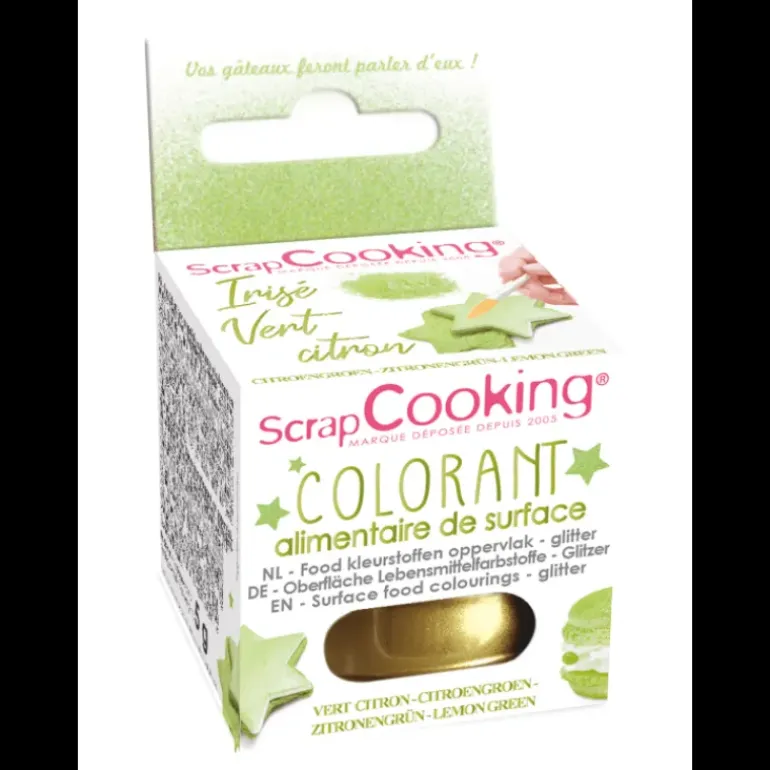 Colorant Alimentaire de Surface Irisé Vert Citron 5 g Scrapcooking