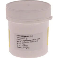 Colorant alimentaire Jaune Citron E102 Poudre Hydrosoluble 20g
