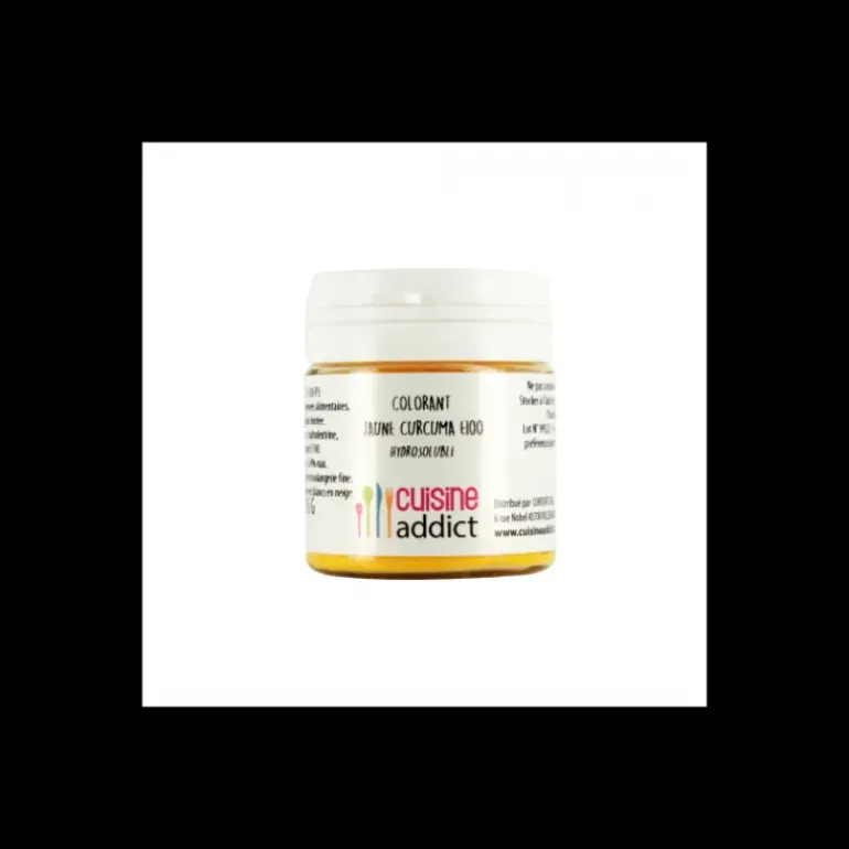 Colorant alimentaire Jaune Curcuma E100 15g Poudre Hydrosoluble Cuisineaddict