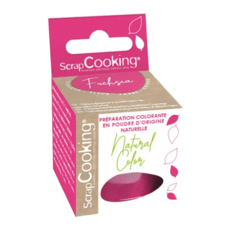 Colorant Alimentaire Naturel en Poudre Rose Fuchsia 10g Scrapcooking