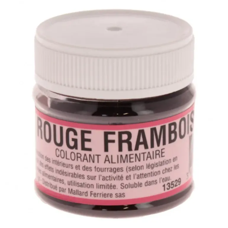 Colorant alimentaire Rouge Framboise E122 Poudre Hydrosoluble 20g