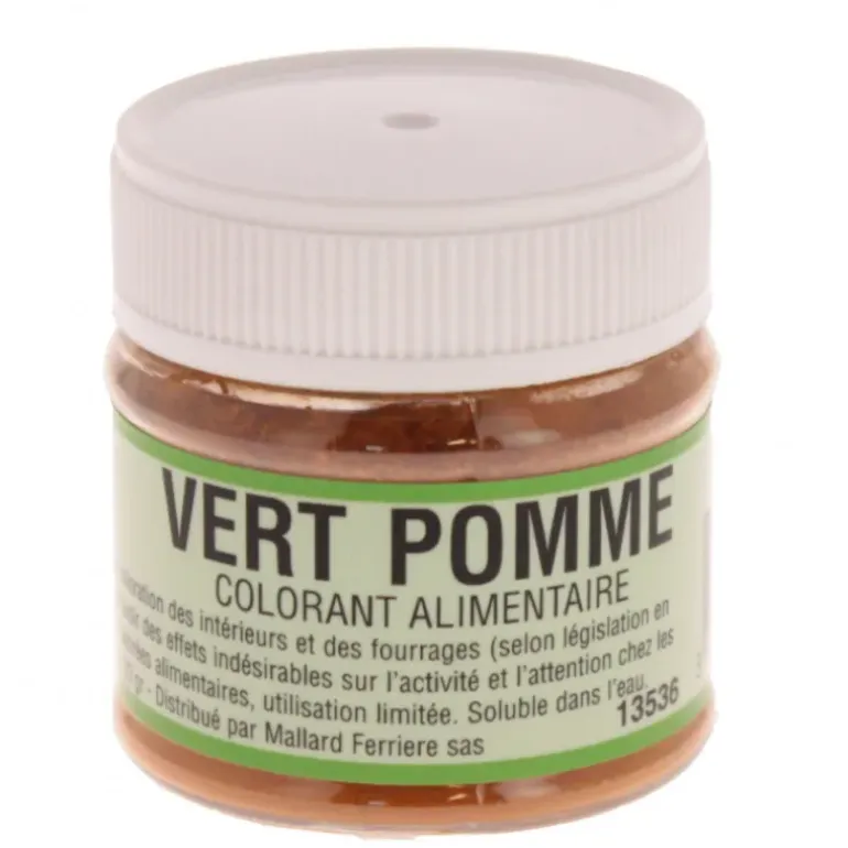 Colorant alimentaire Vert Pomme E102/E131/E129 Poudre Hydrosoluble 20g