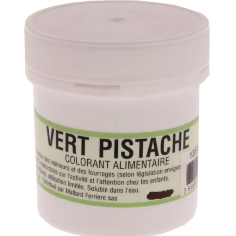 Colorant alimentaire Vert pistache E102/E131 Poudre Hydrosoluble 20g