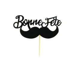Décor Bonne Fête Moustache sur Pic (x2) Patisdécor