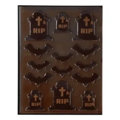 Décors Chocolat Noir Cimetière Halloween Funcakes (x12)