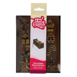 Décors Chocolat Noir Motifs Noël Doré (x12) Funcakes