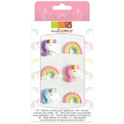 Décors en Sucre Licorne et Arc en Ciel x6 Scrapcooking