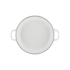 Faitout Fonte Émaillée Pétales Blanc avec Bouton Doré 26 cm Le Creuset
